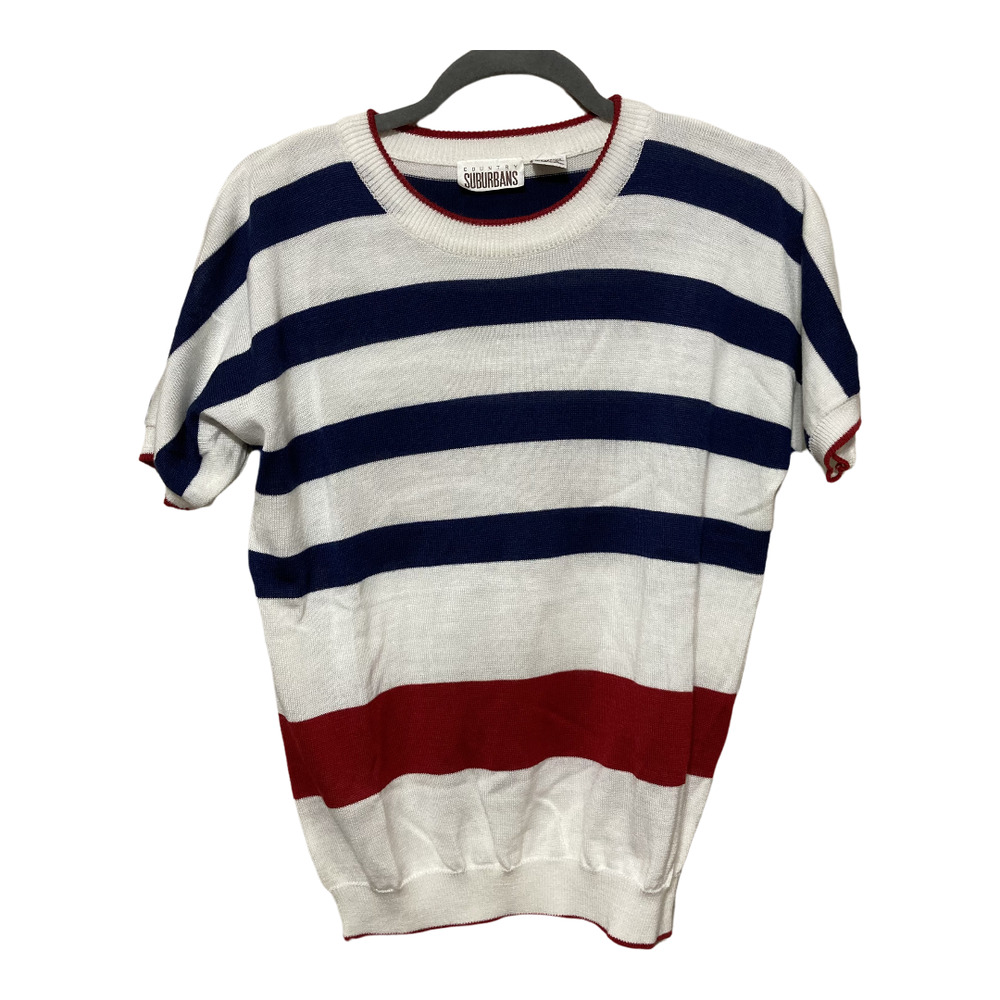 Vintage Country Suburban Womens 100% Acrylic Short Sleeve Sweater Top Small